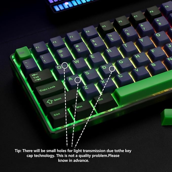 Womier PBT Jelly Keycaps Purple, Custom Keyboard Keycaps 60 75 100 Percent, Translucent Key caps 127 Keys, Cherry Profile for 61/68/84/87/98/100 Cherry Gateron MX Mechanical Gaming Keyboards