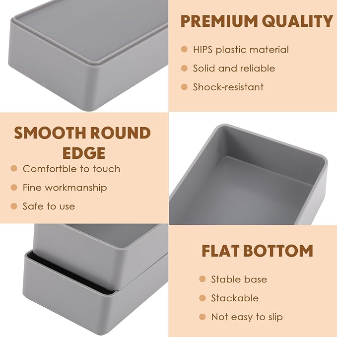 Teling 12 Pcs Grey Large Rectangular Desk Organizer Set Half Accessory Tray Plastic Tabletop Organizer for Office Home or Study Dimensions: 9.45 x 2.95 x 1.38 Inches