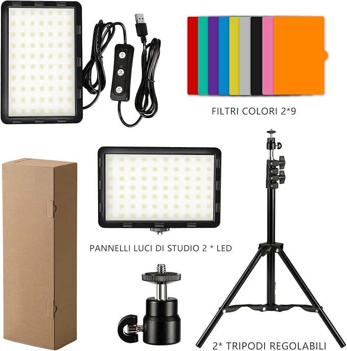 Photography Video Lighting Kit, LED Studio Streaming Lights W/70 Beads & Color Filter for Camera Photo Desktop Computer Conference Game Stream YouTube TikTok Portrait Shooting Pack of 2
