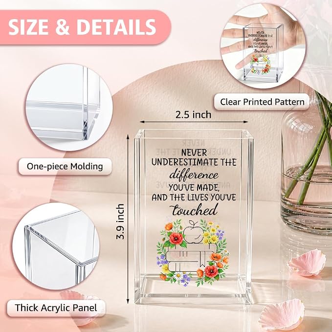 Never Underestimate The Difference Pencil Holder Cup for Teachers | Appreciation Gifts for Assistant Principal, Office Desk Organizer, Pen Holder for School Classroom, Teacher's Day Gifts