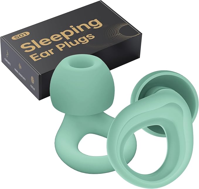 Ear Plugs for Sleeping Deep Focus, Travel, Snoring, 30dB Noise Reduction | Reusable Silicone Earplugs, Noise Cancelling, High Fidelity Hearing Protection, Mint