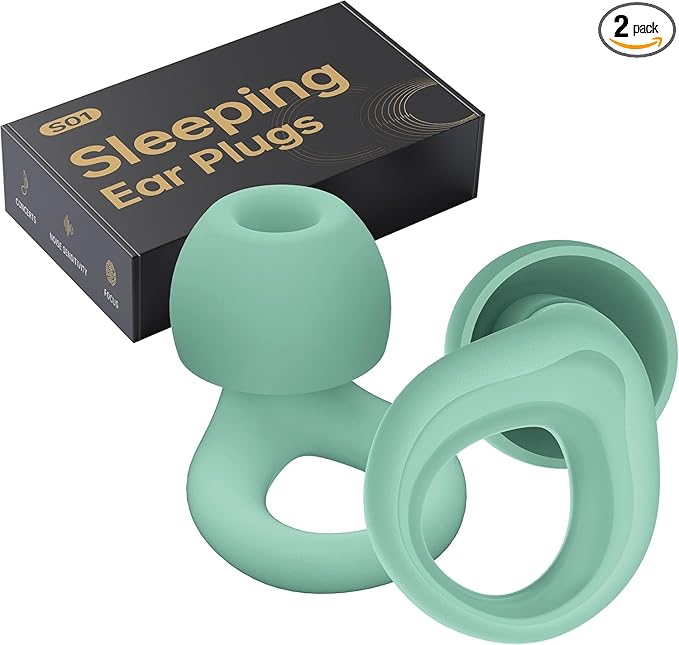 Ear Plugs for Sleeping Noise Cancelling, Reusable Silicone Earplugs for Sleeping, Noise Reduction, Deep Focus, Travel, 30dB Noise Reduction, High Fidelity Hearing Protection (Mint)
