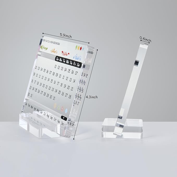 Acrylic Perpetual Desk Calendar – Cute Modern Office Decor & Office Gifts for Coworkers, Women & Men