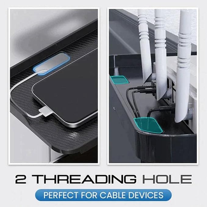 Bodur Top TV Monitor Shelf - Multifunctional Headboard Cable Box Holder , Ideal for Behind Computer, DVD Player and Television Screen Stand Mount with Shelves & Shield Pro Attachment