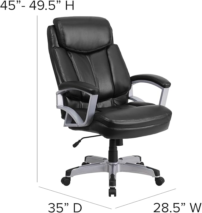 Flash Furniture HERCULES Series Big & Tall 500 lb. Rated Black LeatherSoft Executive Swivel Ergonomic Office Chair with Arms