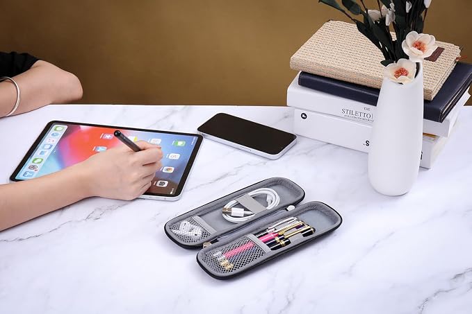 Small Pencil Case Holder for Pencils,Hard Pen Case for Executive Fountain Pens,Ballpoint Pens-Grey
