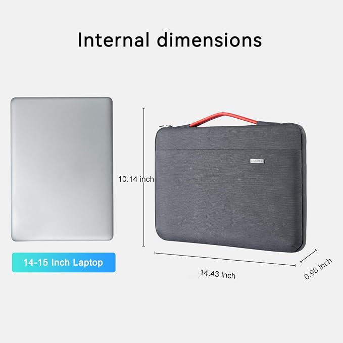 LANDICI 360°Laptop Sleeve Case 14 15 Inch Compatible with MacBook Air 15 M2/M3/M4 2022-2025, MacBook Pro 15, Hp chromebook 14, Waterproof Computer Bag Cover with Handle, Grey