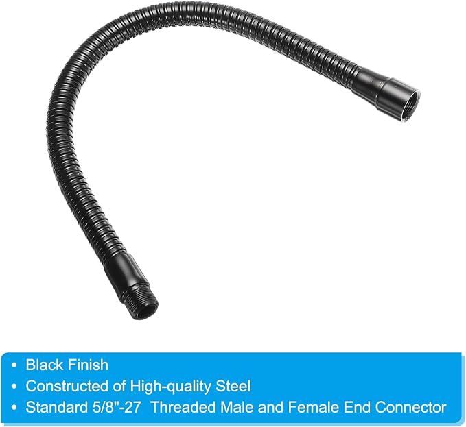 PATIKIL 15" Microphone Gooseneck, 1Pcs 5/8"-27 Thread Metal Universal Hose Flexible Arm Gooseneck Tube Extension for Multifunction DIY, Black