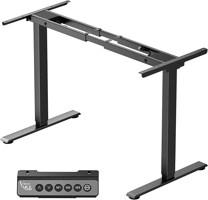 Dual Motor Electric Standing Desk Legs Only, 198lb Load Capacity, Height Adjustable from 27.5" to 46.5", Standing Desk Frame, Sit Stand Desk Base with 4 Memory Presets (Black)