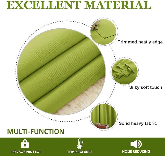 NICETOWN Blackout Drape for Nursery 72 inches Long, Decoration Thermal Insulated Blackout Room Darkening Curtain/Drapery with Ring Top (1 Panel, 42 by 72 inches, Fresh Green)