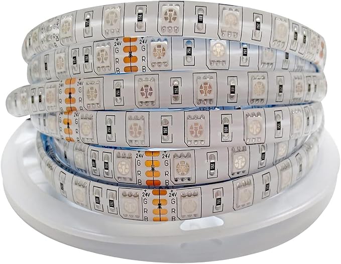 24V RGB LED Strip Lights, 16.4ft 5050 IP65 Waterproof 300 LEDs Color Changing String Light Strips for Bedroom, Kitchen Decoration