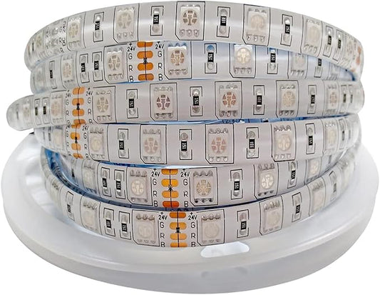 24V RGB LED Strip Lights, 16.4ft 5050 IP65 Waterproof 300 LEDs Color Changing String Light Strips for Bedroom, Kitchen Decoration