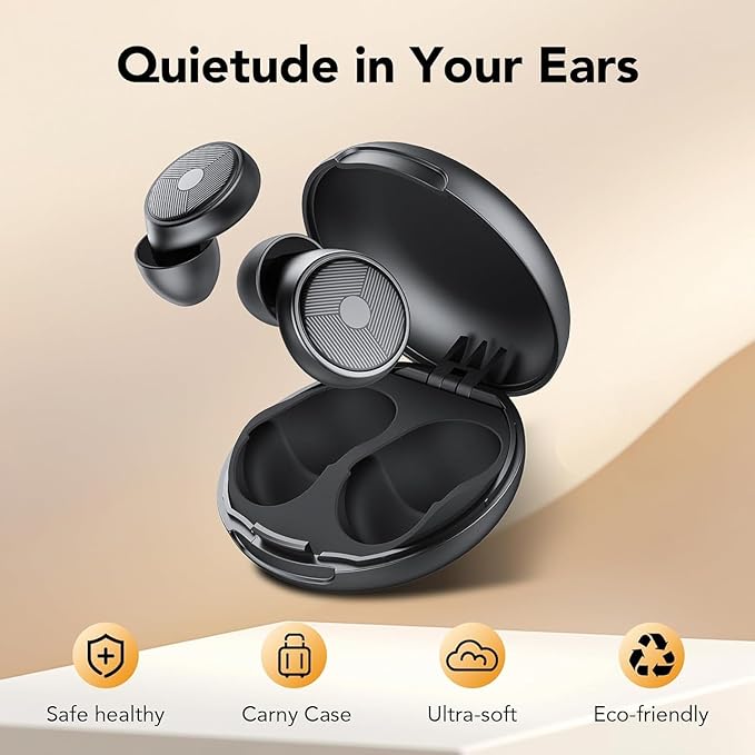 45dB Black Sleep Noise Canceling Earplugs | Soft Reusable Silicone | All-Scenario Hearing Protection (Sleep, Concerts, Work, Study, Travel)
