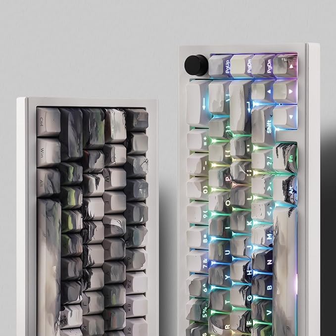 Sunzit PBT Keycaps - Side Print Keycaps 75 Percent, Shine Through Custom Key caps, Japanese Keycap Set Dye Sub & Double Shot, 135 Keys Cherry Profile Keyboard Keycap for Mechanical Keyboard