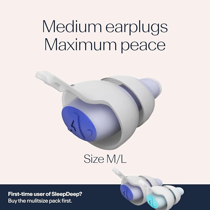 Alpine SleepDeep Earplugs for Sleeping – Side Sleepers & Snoring – Ultra-Soft Noise Reducing Earplugs – 27dB SNR – Hypoallergenic, Silicone-Free – 1 Pair (L)