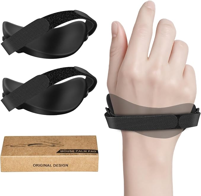 JIKIOU Advanced Ergonomic Right-Handed Gaming Wrist Rest for Mouse 2 Pack | Superior Support for Serious Gamers - Anti-Fatigue, Smooth Glide with the Adjustable Removable & Comfortable Strap, Black