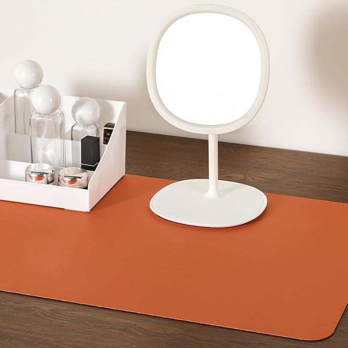 Dual Sided Desk Pad Faux Leather Desk Mat Large Mouse Pad | Desk Pad Protector Non-Slip Waterproof Desk Mouse Pad for Writing Desk, Office, Home(Orange Black 23.6"X13")