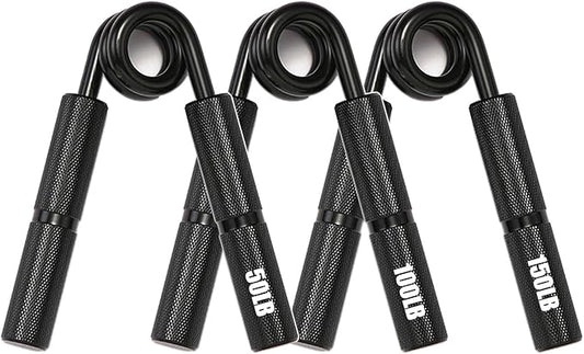 Silver Metal Hand Grip Set, 50LB-400LB No Slip Heavy-Duty Grip Strengthener Great Wrist & Forearm Hand Exerciser, Home Gym, Hand Gripper Grip Strength Trainer