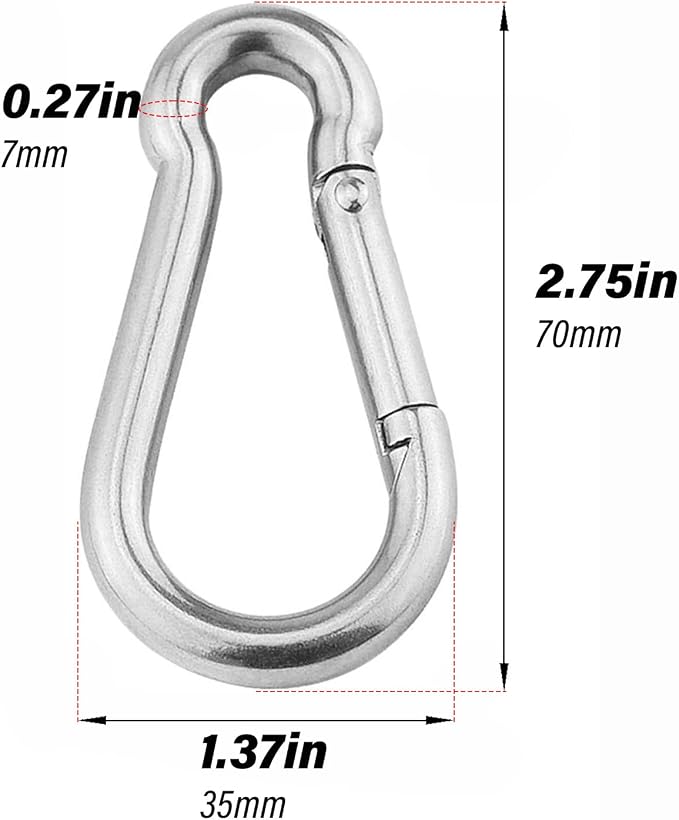 3.15 Inch 4 Pack Spring Snap Hook Carabiner, Cable Machine Accessories for Home Gym Pulldown Attachment, Exercise Machine, Heavy Duty Steel Clip for Outdoor Fitness