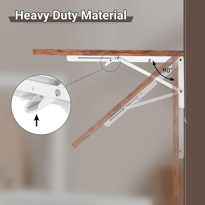 Neoaider Wall Mounted Folding Table 47.2”L x 19.7”W, Laundry Folding Table with Heavy Duty Metal Collapsible Shelf Brackets, Wall Mounted Desk Fold Down for Small Spaces, Brown