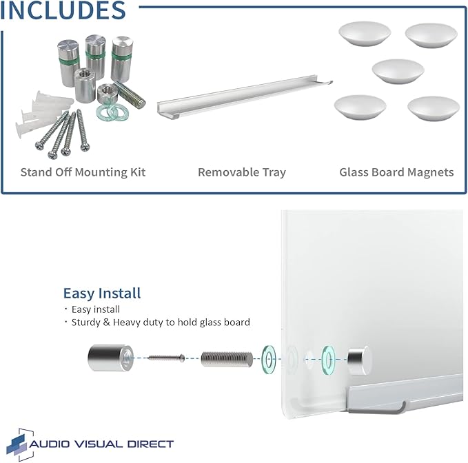 Audio-Visual Direct Magnetic Glass Dry Erase Board Set (4' x 3', Calendar Ultra White) for Wall - Monthly Planner