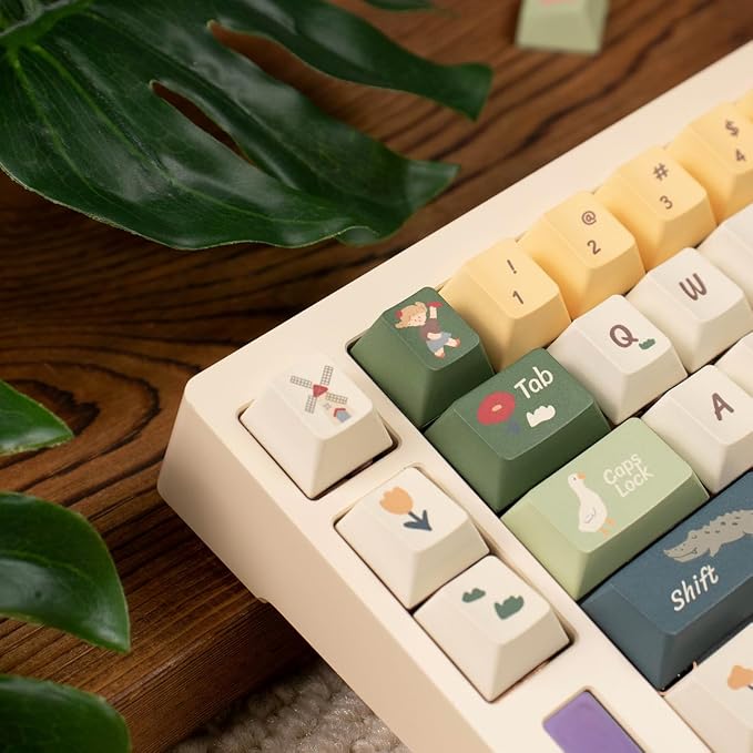 Sumgsn 152 Keys PBT Custom Keycaps Dye Sub Cherry Profile Spring Ranch Keycap Set Fit for 61/64/87/104/108 Cherry Mx Switches ISO ANSI Alice Keyboard Mechanical Keyboards
