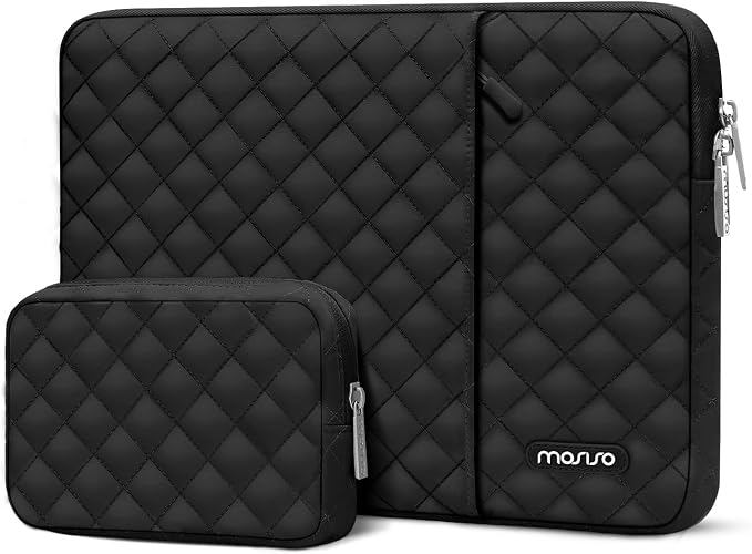 MOSISO Laptop Case 13.3 inch, 13-13.3 inch Laptop Sleeve Compatible with MacBook Air/Pro 13 / Pro 14, HP Dell Acer ASUS Lenovo,Square Quilted Vertical Computer Bag with Pocket&Small Case, Black
