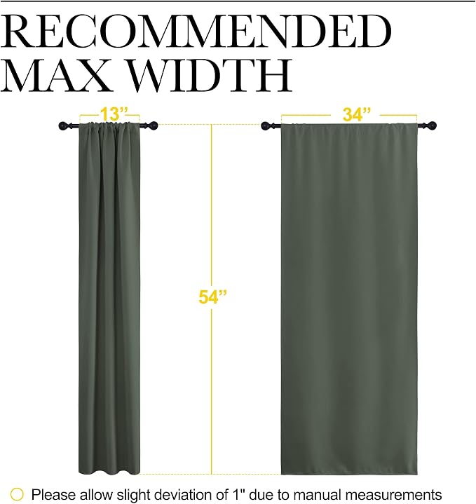 NICETOWN Bedroom Curtains Blackout Draperies - All Season Thermal Insulated Solid Rod Pocket Top Blackout Curtains/Drapes for Kid's Room (Dark Mallard, 1 Pair, 34 x 54 Inch)