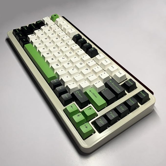 Fogruaden PBT Keycaps Set, Cherry Profile Custom Keycap for Mechanical Keyboard Green White Keycaps