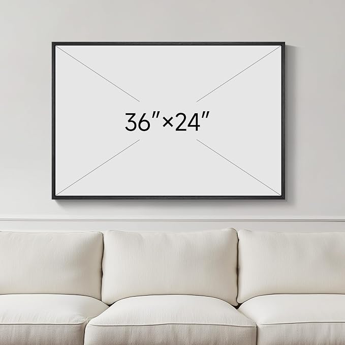 Framed Blue Floral Wall Art for Bedroom, Modern Botanical Canvas Painting Prints, Natural Minimalist Pastel Watercolor Elegant Flower Pictures for Living Room Dining Room Office Wall Decor, 24x36 Inch