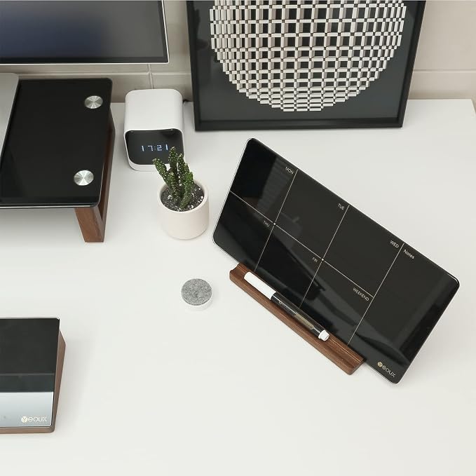 Desktop Black Glass Weekly Planner Dry Erase Whiteboard with Detachable Wood Stand,Small Portable Week Calendar to Do List White Board 12x6 for Office, Home, Schools, Marker&Eraser Included, Yeoux | Detachable Wood Stand, Small Portable, Week Calendar ...