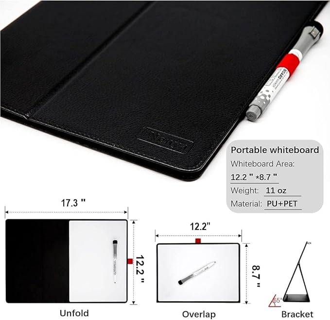 12"x9" Portable White Board with Foldable Stand, A4 Small Whiteboard, Ultra-Smooth Anti-Ghosting Surface, Easy Wipes Dry Erase Board for Office Home School, Includes Marker & Eraser (Blue)