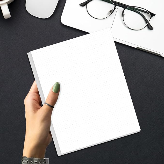 Unpunched Dotted Paper, Letter Size 100Sheets / 200Pages Loose-Leaf Paper, 100gsm White Paper, 8.5'' x 11''