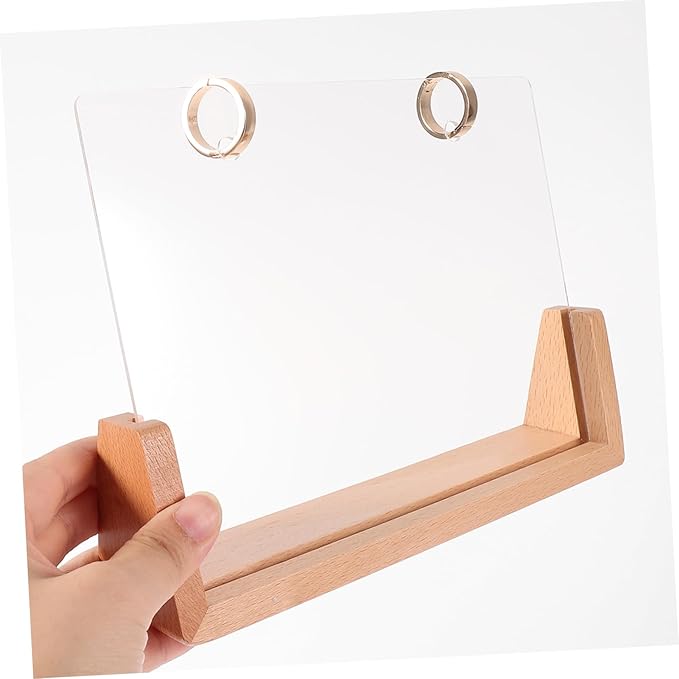 DOITOOL 1 Set Wooden Desk Calendar Base Sturdy Flip Calendar Support for Desktop Elegant and Functional Quick Setup for Office Decor Beechwood with Acrylic and Metal Circles
