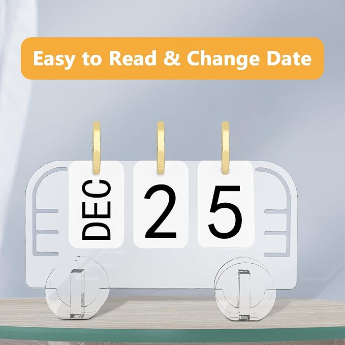 Acrylic Perpetual Desk Calendar 2023-2024 Standing Flip, Vintage Desktop Flip Calendar with Acrylic Month Date Large Display Blocks, Daily Flip Calendar for Home Office Decor Desk Accessories (Style
