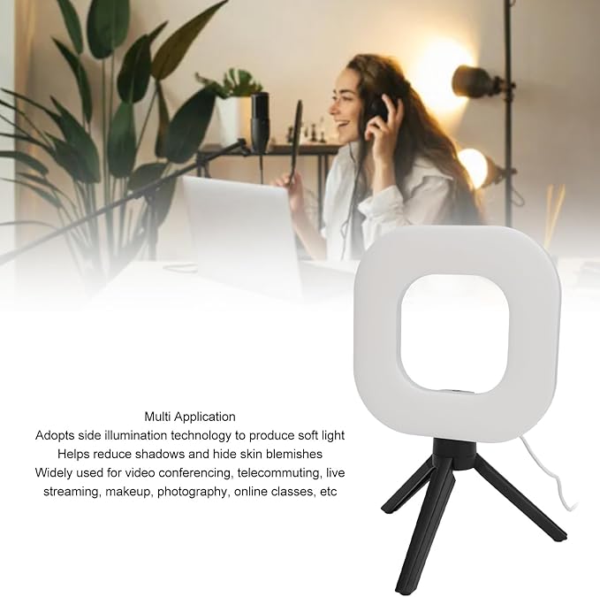 Video Conference Lighting Kit, 1500LM 10 Brightness Level 5 Color 72 LEDs Rings Light, Clip On Laptop Lamp with Tripod for Live Streaming Makeup