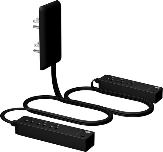 LIDER Outlet Extender with 3 Receptacles, 2 Power Strip with USB-A & USB-C, Ultra-Thin Wall Plate Plug with Cord Extender, 3-Outlet Power Strip, 3ft Cord, 1625W, ETL Listed, Matte Black