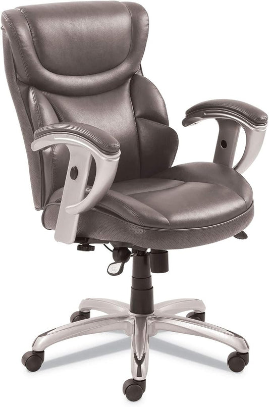 SertaPedic Emerson Task Chair, Supports Up to 300 Lb, 18.75" to 21.75" Seat Height, Gray Seat/Back, Silver Base