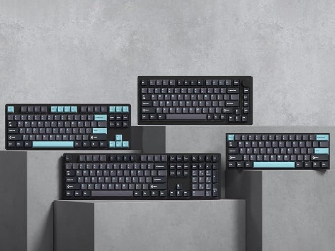 dagaladoo Keyboard keycaps Set, Double Shot PBT keycaps,Cherry Profile Custom Key caps 60 65 75 100 Percent for Cherry-mx Full Size Retro Mechanical Keyboard,Grey/Blue