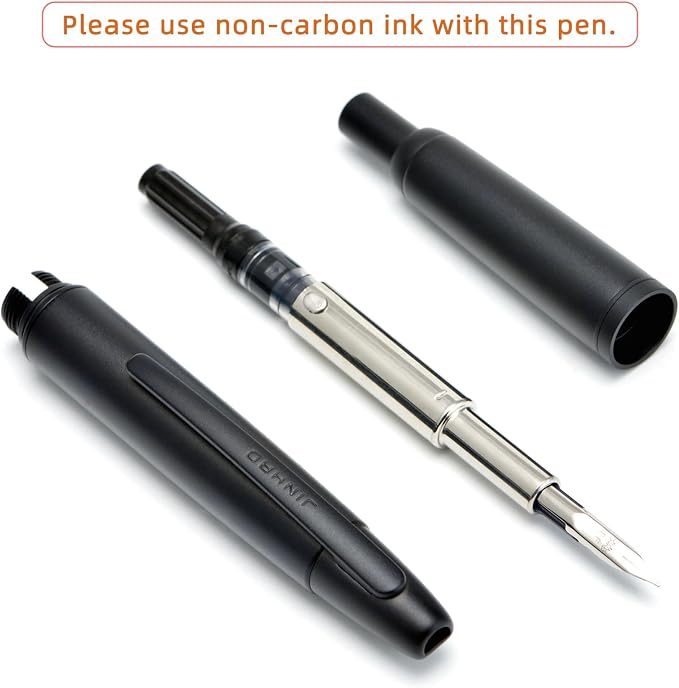 Jinhao 10 Press Fountain Pen with Box, Matte Black Retractable Extra Fine Nib with Ink Converter Set (Clip Version)