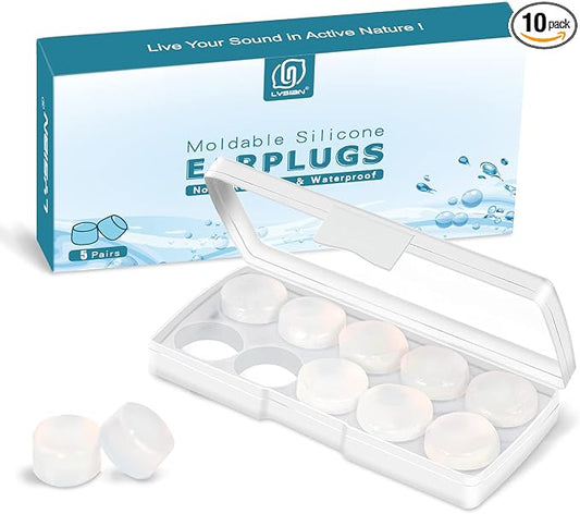 LYSIAN Moldable Soft Ear Plugs for Sleeping - Water Proof Noise Cancelling Wax Reusable Earplugs for Swimming, Travel, Flying - Suit for Side Sleeper, Kid and Adult
