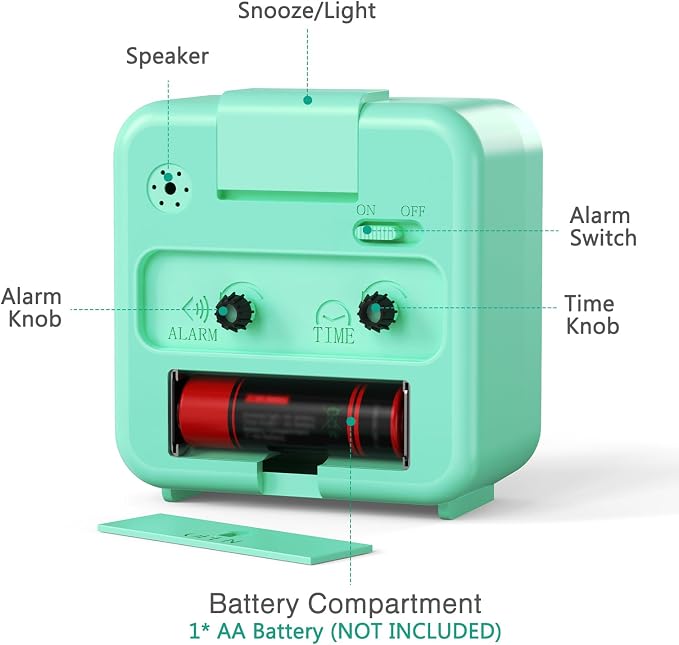 AMIR Small Analog Travel Alarm Clock, Silent Non Ticking Clock | Battery Powered Loud Alarm Clock with Snooze & Night Light for Bedroom Students & Heavy Sleepers