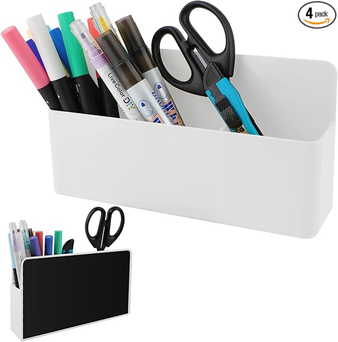KITANIS Magnetic Pen Holder,3 Compartments Magnetic Dry Erase Marker Holder,Extra Strong Magnet Storage Marker Pen Pencil Organizer for Refrigerator,Whiteboard,Locker Accessories(Long Style)
