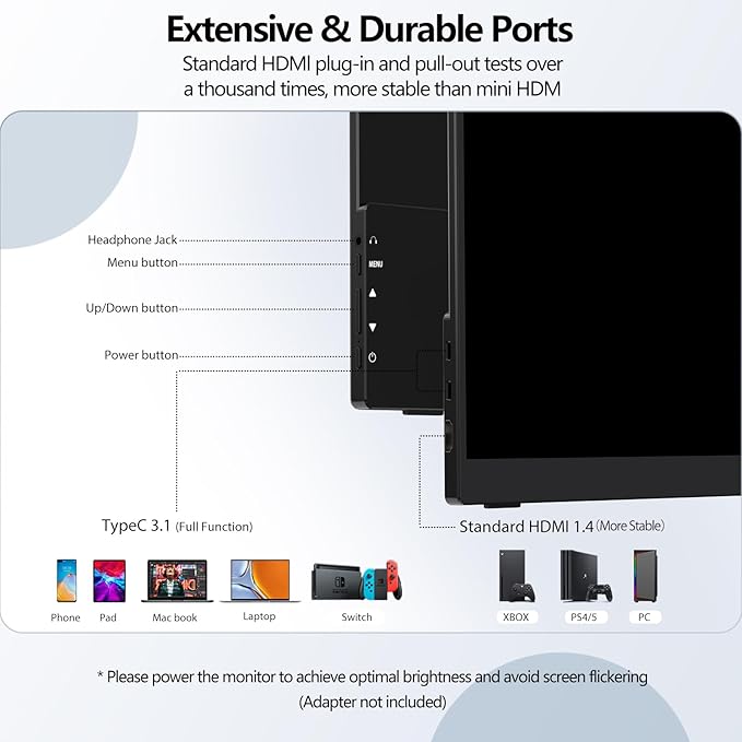 InnoView Portable Monitor Touchscreen 15.6" 1080P 10-Point Touch Screen Monitors Portable with Protective Sleeve Built-in Stand, 1200:1 HDMI USB C Travel Monitor for Laptop, PC, Mac, Phone, Switch