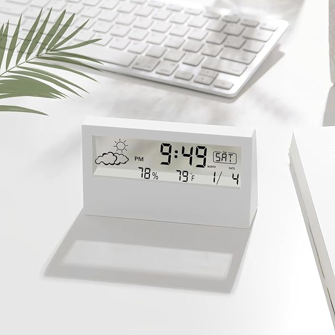 Clear Display Clock – Creative Bedside Digital Alarm Clock, Multifunctional Time Monitor | Transparent Tabletop Clock with Screen, Temperature and Humidity Display for Home and Desk Decor