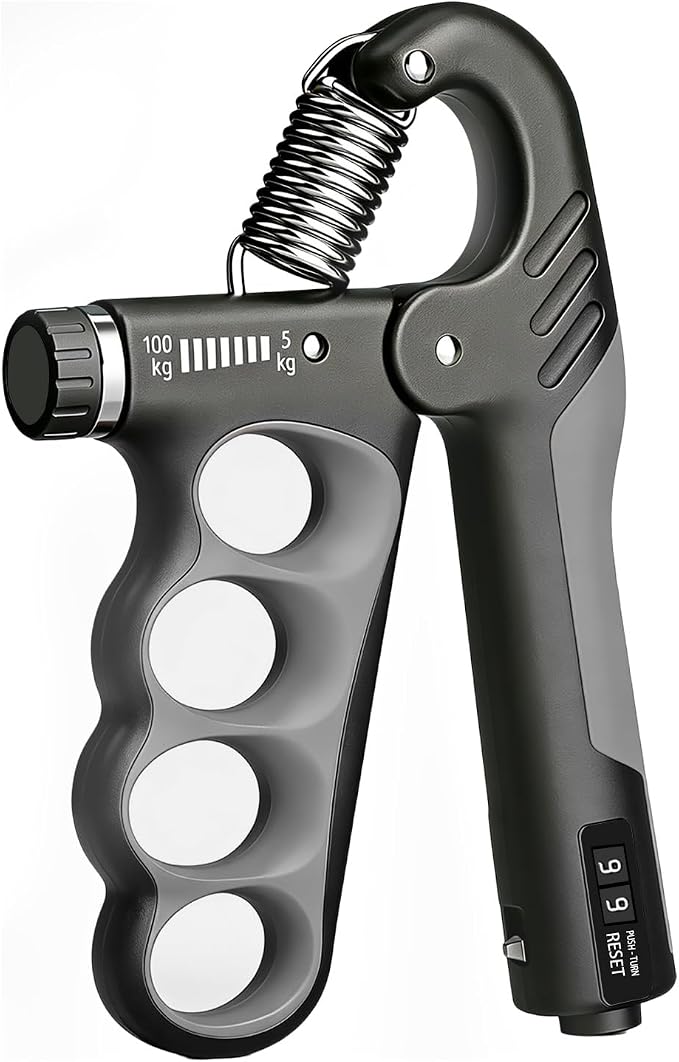 Hand Gripper Strengthener, 11-220LBs Adjustable Resistance Grip Strength Trainer with Counter, Forearm Exerciser for Injury Recovery and Muscle Building