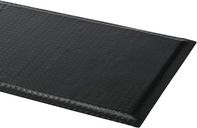 Anti Fatigue Mat 2x7 Ft 15/16" Thick Soft Sponge Ergonomic Mat | Floor Mat Tough Diamond Tread Firm Standing Mat Loading Dock Distribution Center Mailroom Black Layered Support Prolonged