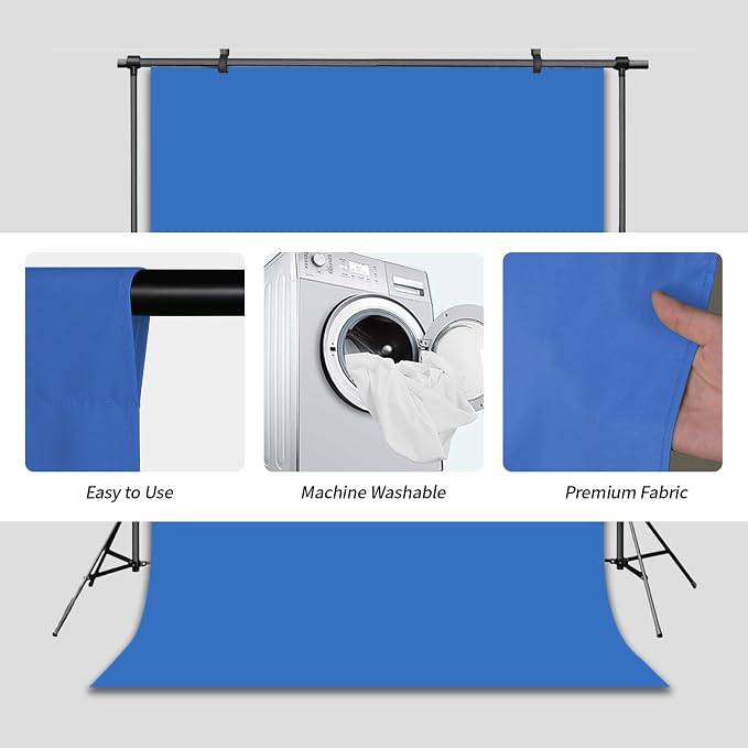 Blue Backdrop Background for Photography Photo Booth Backdrop for Photoshoot Background Screen Video Recording Parties Curtain 6x9FT