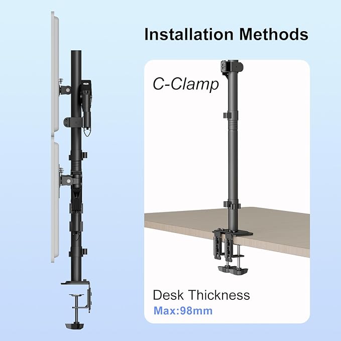 Pholiten Triple Monitor Stand, Mount for 3 Screens up to 32 inches & 22lbs Each, Full Motion Gas Spring Monitor Arm with Clamp Mounting, for Desktops, Computer Monitors