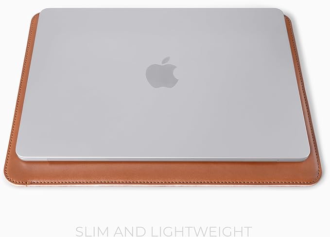 Comfyable Slim Laptop Sleeve 16 Inch Compatible for MacBook Pro M5 M4 M3 M2 Pro/Max 2026, Faux Leather Protective 16-in Mac Cover Case, Brown